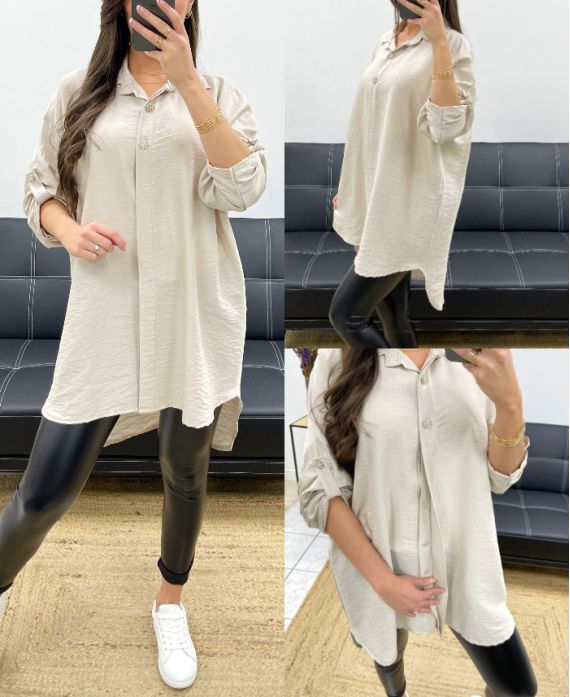 Chemise longue détails boutons