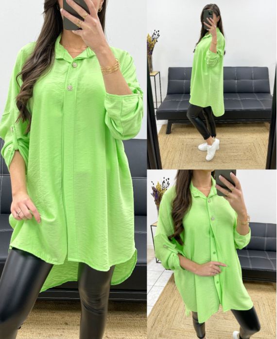 Chemise longue détails boutons