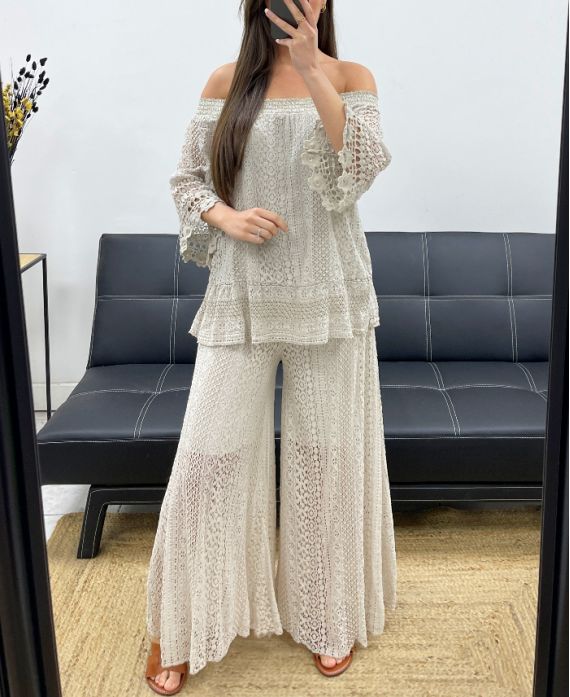 Pantalon dentelle doublé