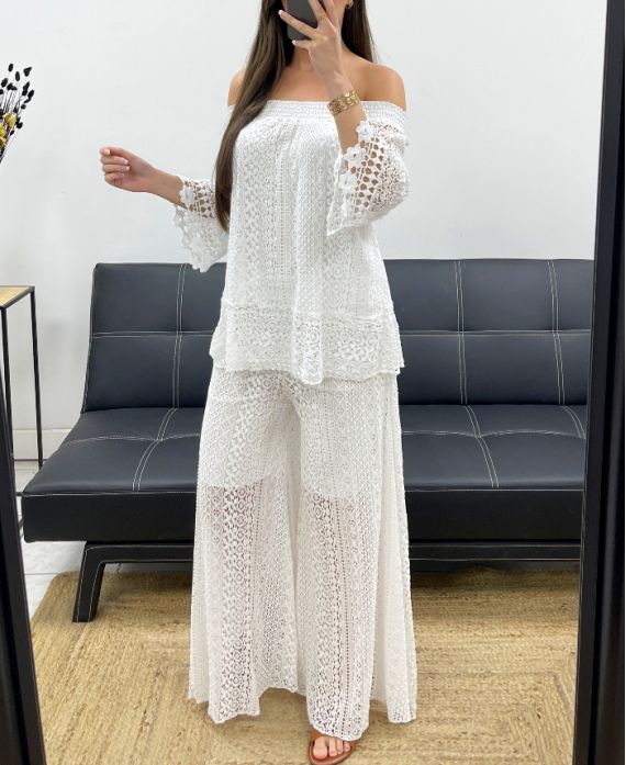 Pantalon dentelle doublé