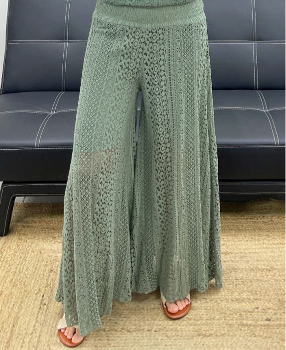 Pantalon dentelle doublé