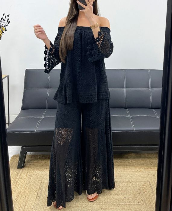 Pantalon dentelle doublé