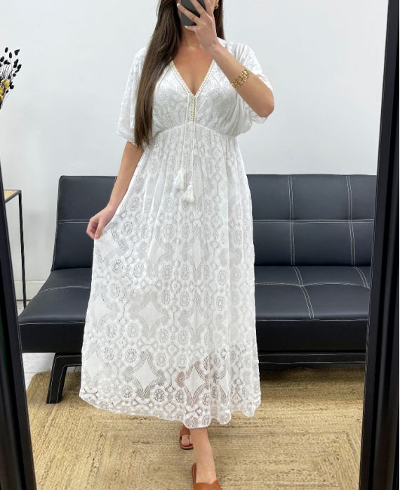Robe longue dentelle