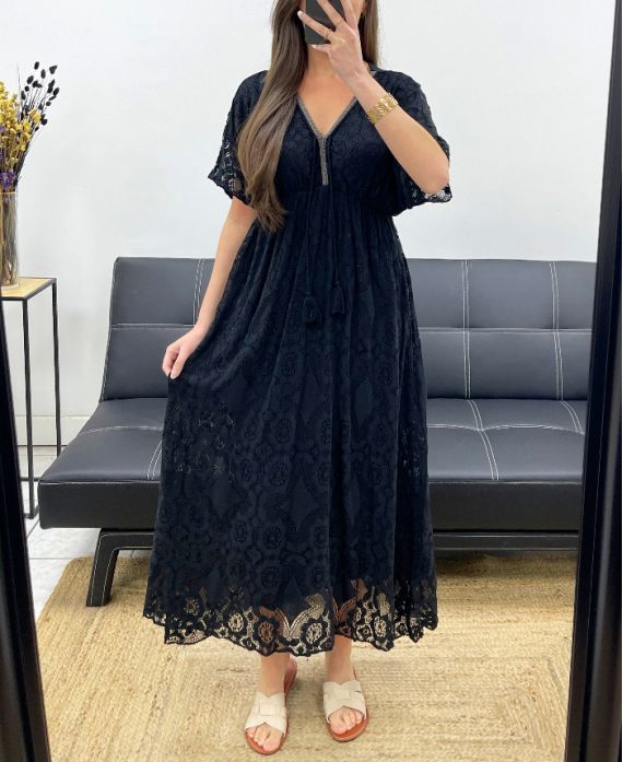 Robe longue dentelle