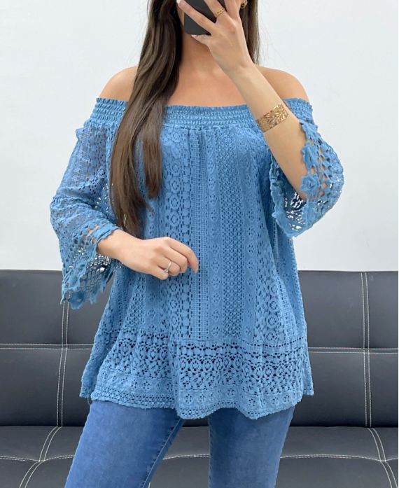 Top dentelle col élastique