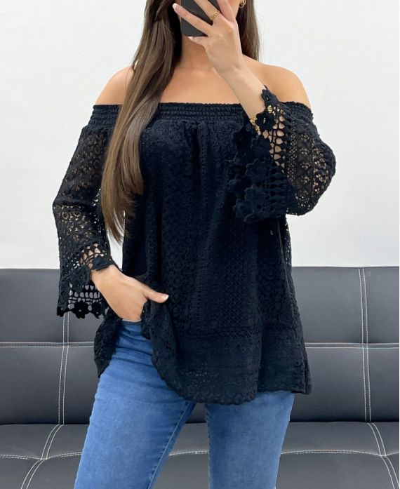 Top dentelle col élastique