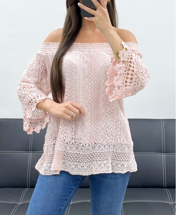 Top dentelle col élastique
