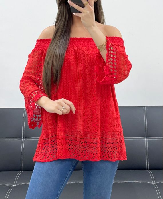 Top dentelle col élastique