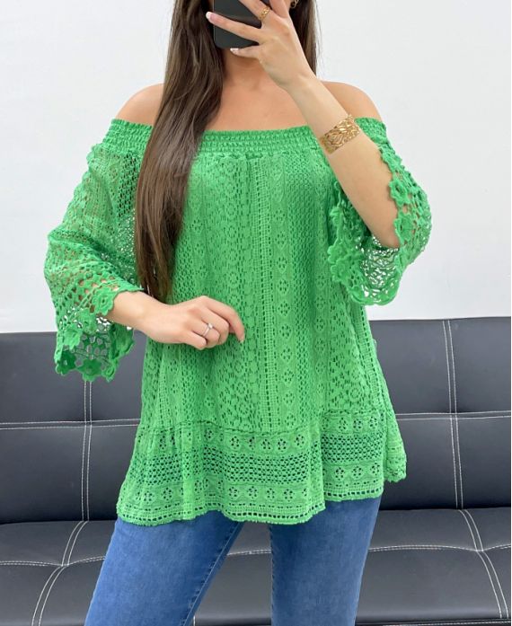 Top dentelle col élastique