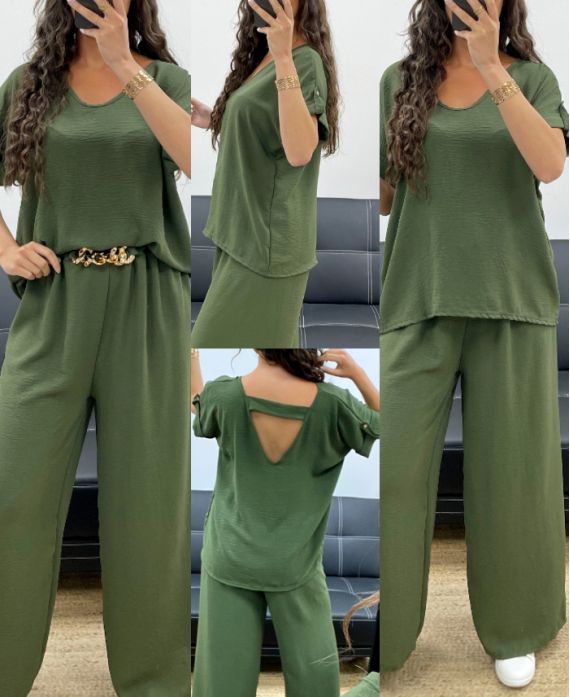 Ensemble dos ouvert + pantalon large