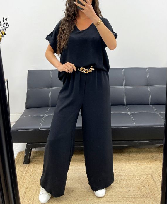 Ensemble dos ouvert + pantalon large