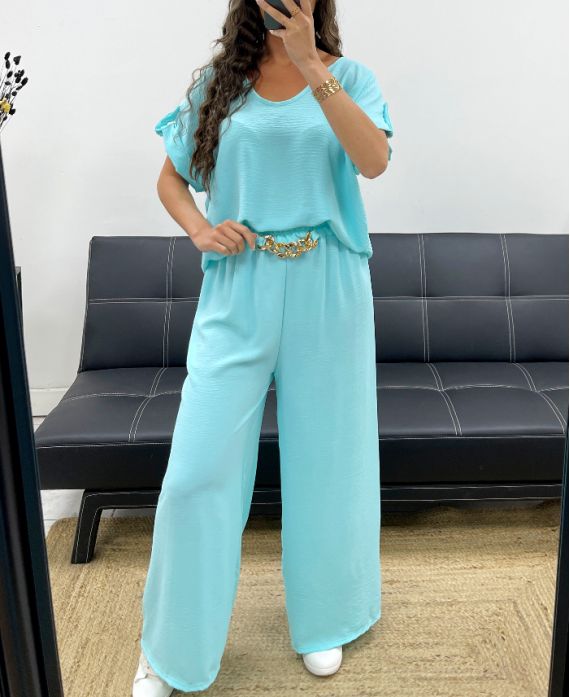 Ensemble dos ouvert + pantalon large