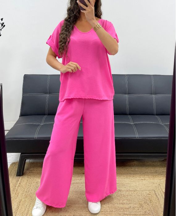 Ensemble dos ouvert + pantalon large