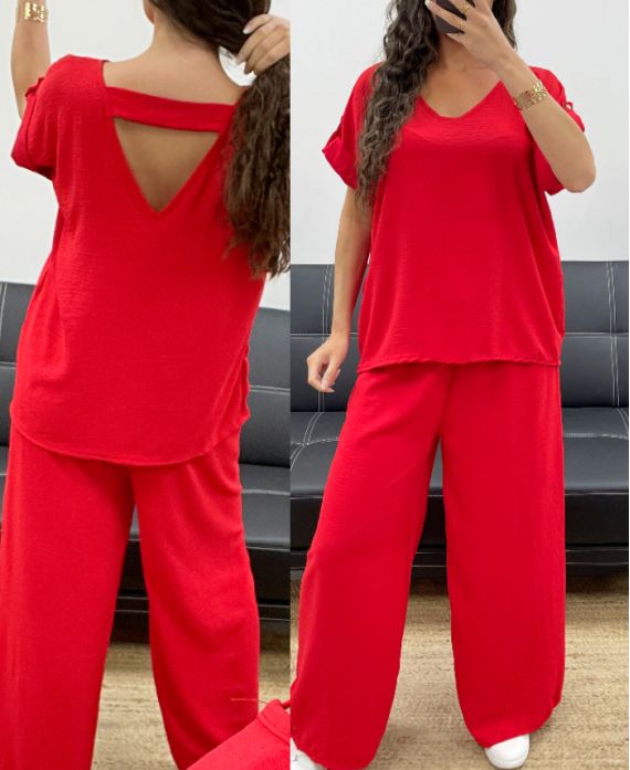 Ensemble dos ouvert + pantalon large