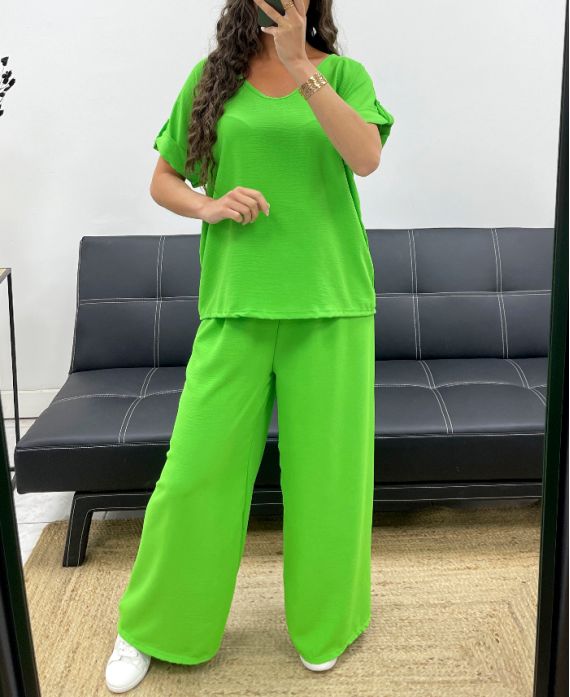 Ensemble dos ouvert + pantalon large