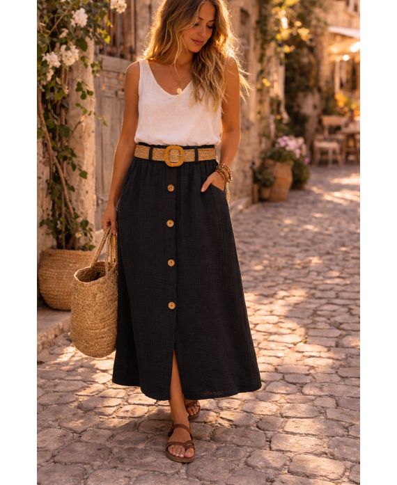 Jupe 2 poches + ceinture