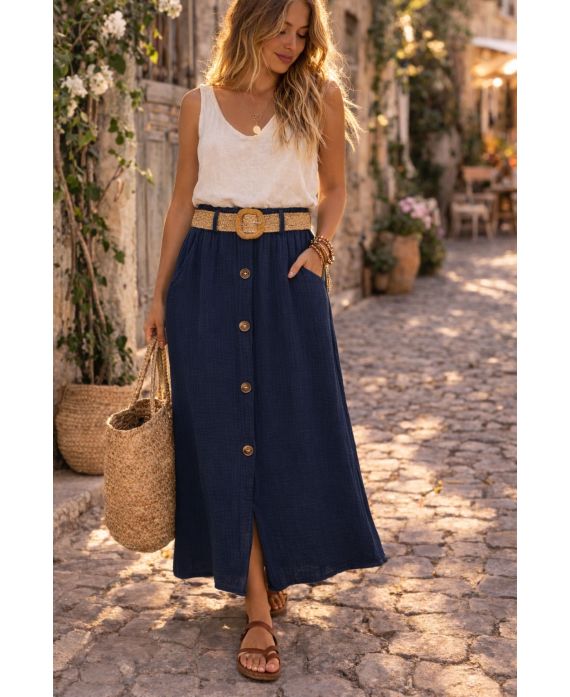 Jupe 2 poches + ceinture