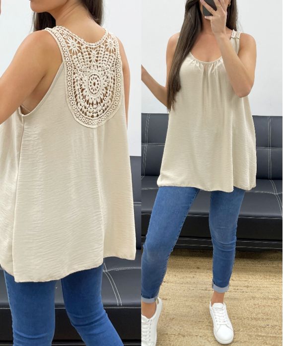 Top fluide dos broderie