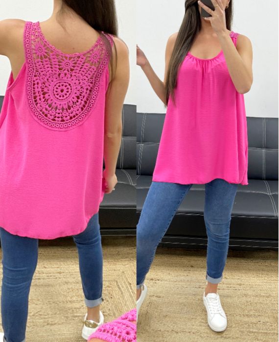 Top fluide dos broderie