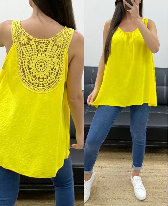 Top fluide dos broderie