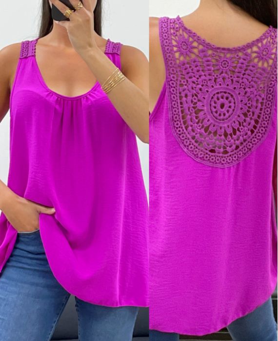 Top fluide dos broderie