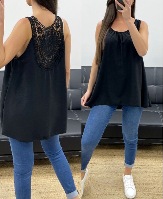 Top fluide dos broderie