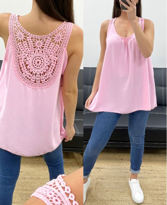 Top fluide dos broderie