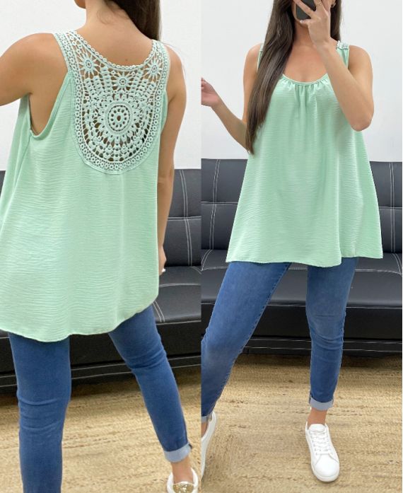 Top fluide dos broderie