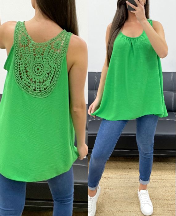 Top fluide dos broderie