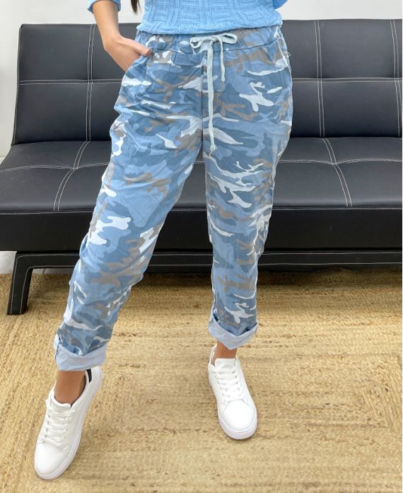 Pantalon ample camouflage effet froissé
