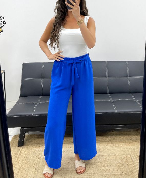 Pantalon ample ceinture à nouer