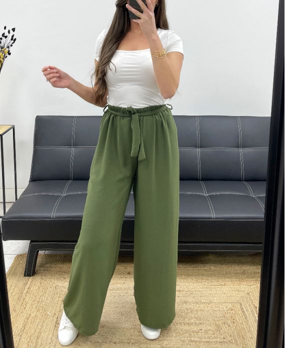 Pantalon ample ceinture à nouer