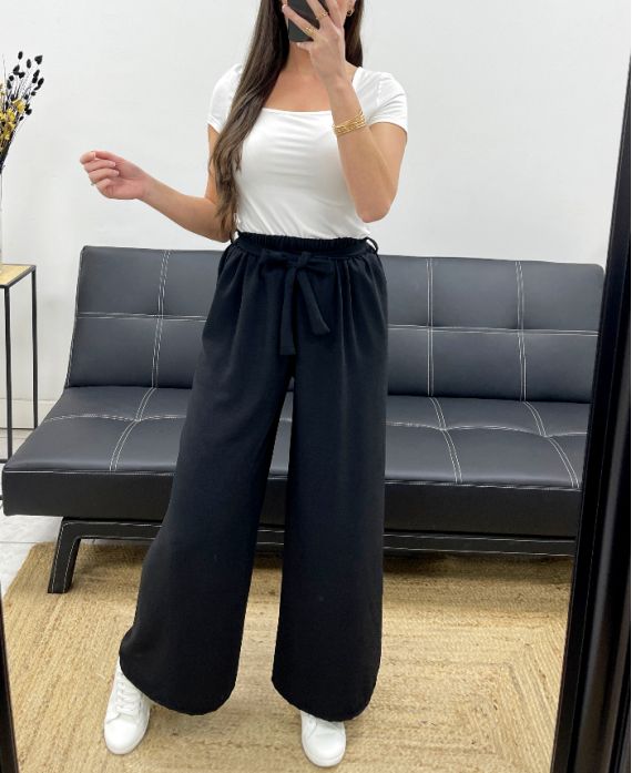 Pantalon ample ceinture à nouer
