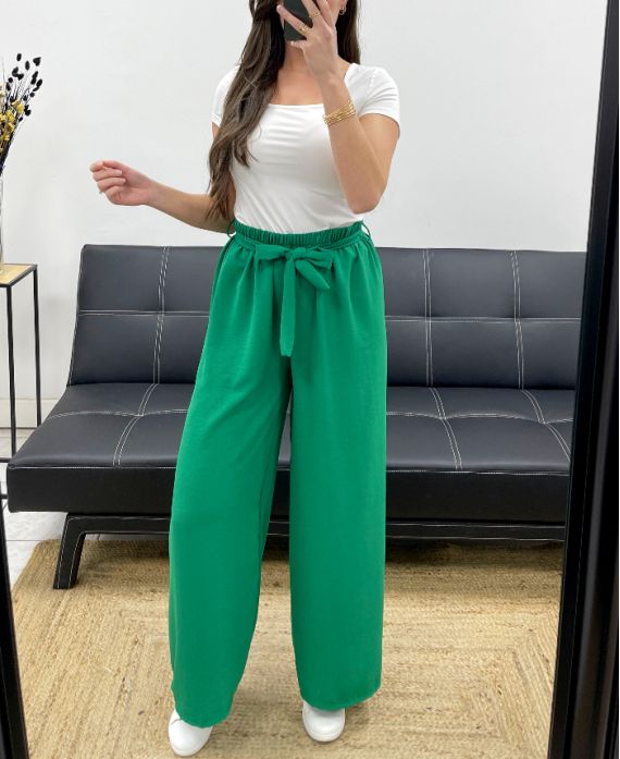 Pantalon ample ceinture à nouer