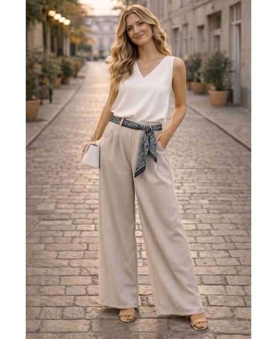Pantalon ceinture foulard