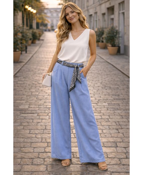 Pantalon ceinture foulard