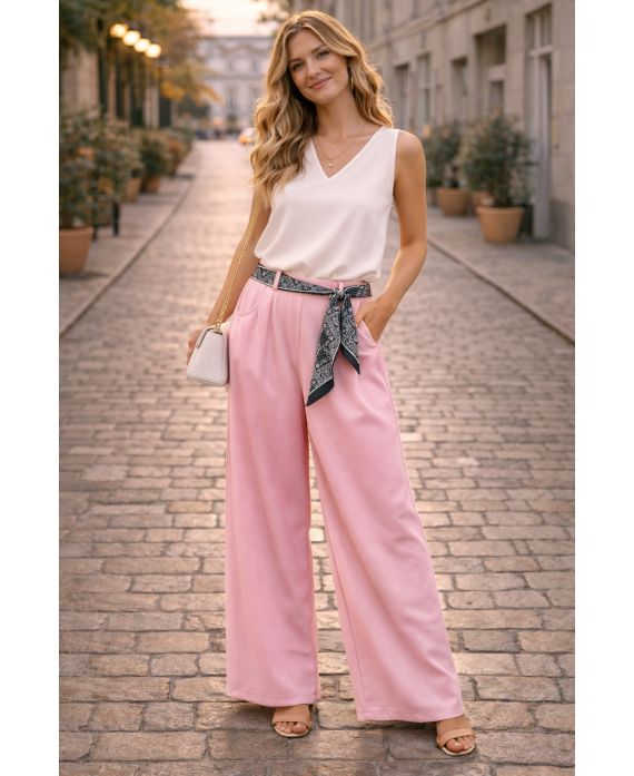 Pantalon ceinture foulard