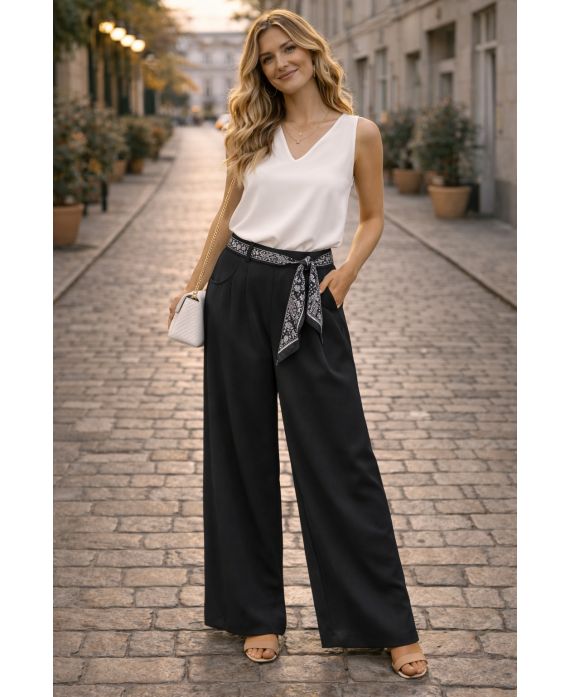 Pantalon ceinture foulard