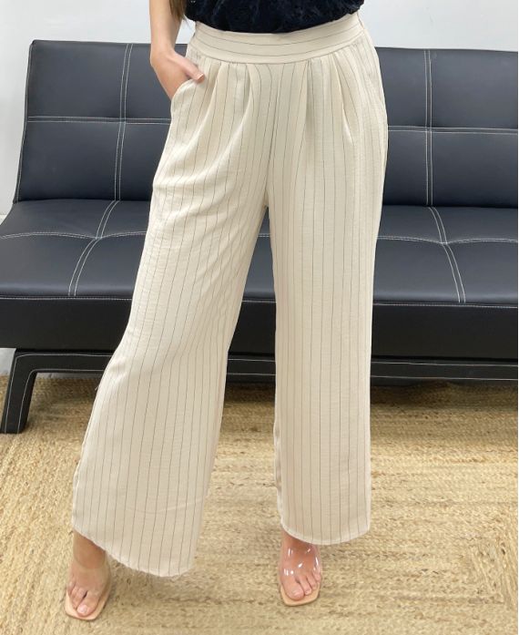 Pantalon large à rayures