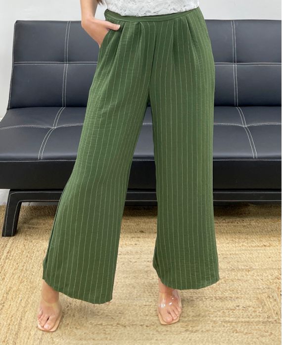 Pantalon large à rayures