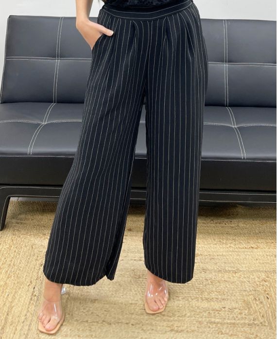 Pantalon large à rayures