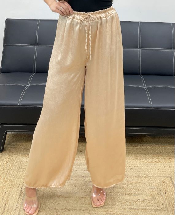 Pantalon palazzo effet satin
