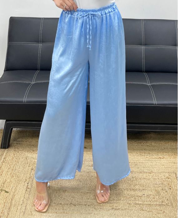 Pantalon palazzo effet satin