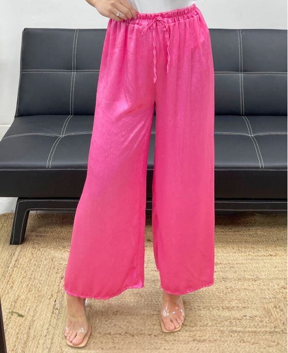 Pantalon palazzo effet satin