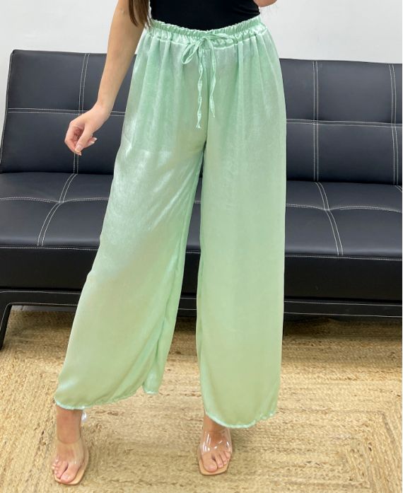 Pantalon palazzo effet satin
