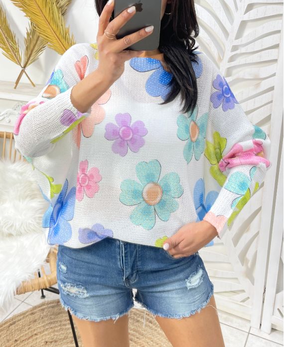 Pull imprimé fleurs