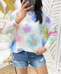 Pull imprimé fleurs