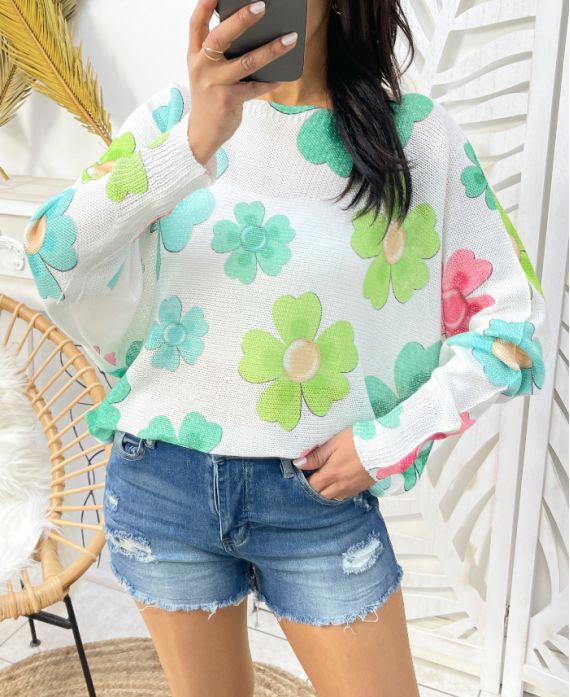 Pull imprimé fleurs