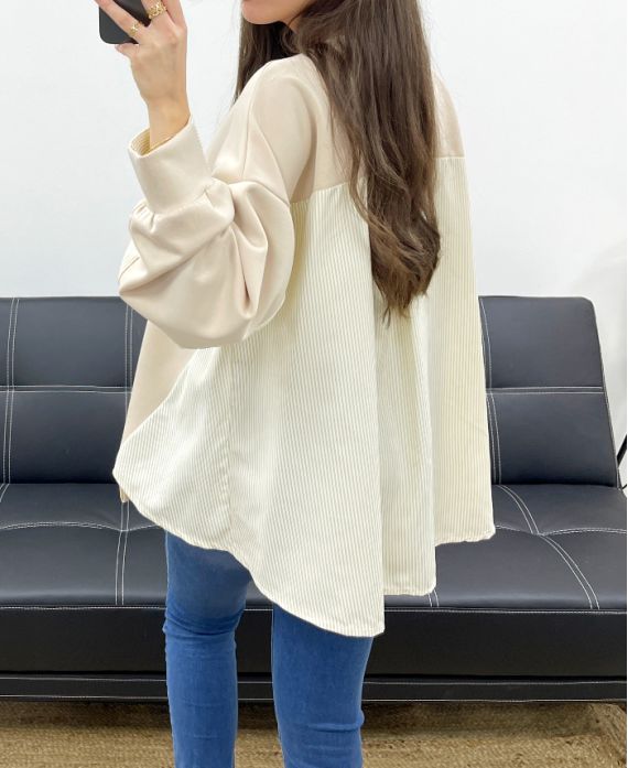 Pull-sweat oversize bi-matière