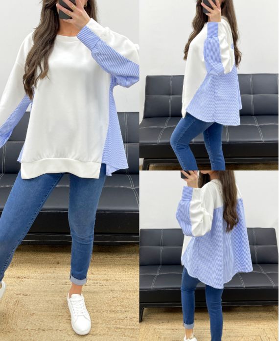 Pull-sweat oversize bi-matière